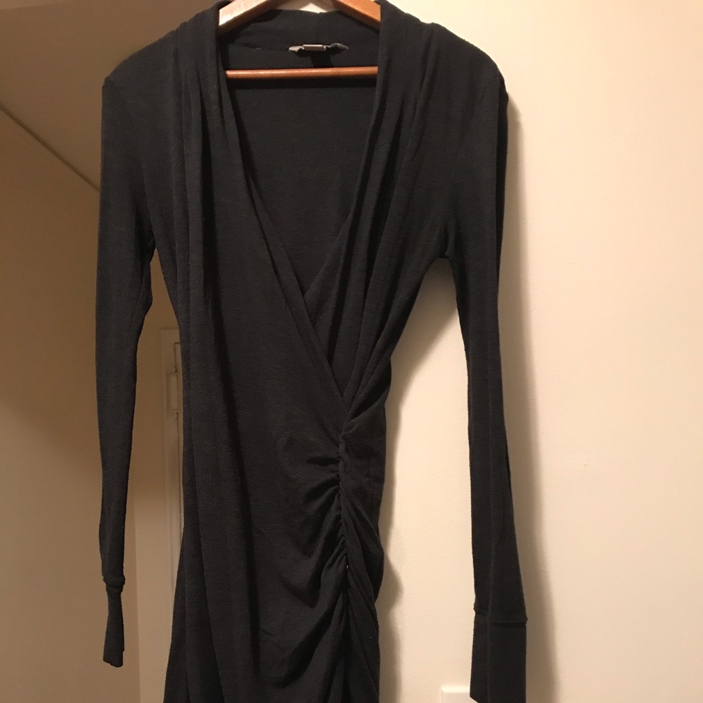 Banana Republic v-neck sweater dress charcoal gray
